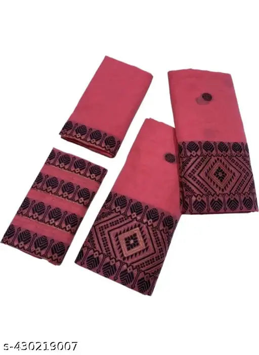 Assamese Traditional Wear - AC Cotton Jura Mekhela Chador in PolyPat MixPat, featuring a woven design and separate blouse piece, length: 2.75m (Mekhla), 1.75m (Chadar), and 0.75m (Blouse)
