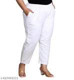 White cotton palazzo pants for women, large size, not normal size