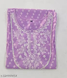 Purple rayon straight-cut kurta with embroidered yoke, three-quarter sleeves, and white neck embroidery. New, stylish women's design, India origin." (125 characters)