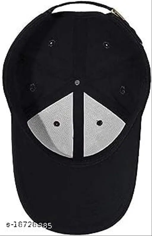 Black cotton baseball cap with adjustable strap