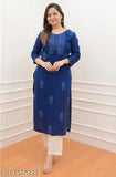 Rayon Chikankari kurti pant set for women, three-quarter sleeves, printed design, Indian origin
