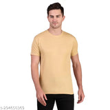 Multicolor polyester round neck half-sleeve t-shirts set for men, assorted colors and sizes S-XXL for everyday wear