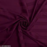 White striped satin cotton double bedsheet & 2 pillow covers (90x90), Roomstyle180 TC for summer home, hotel or guest room