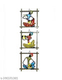 Handpainted metal showpiece set of 3, handcrafted Rajasthani Langa musician wall art, Indian artifact for home decor & gifts, size: 9.5x9.5x2.5 inches