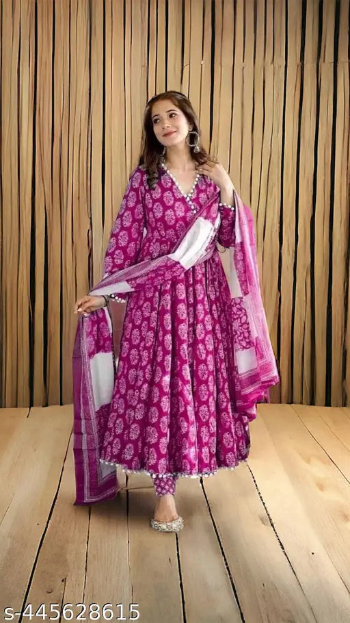 Rayon pom-pom kurta set 2, three-quarter sleeves, printed combo for women, single sizes S (36in bust, 46in length) & M (38in bust, 46in length), Indian fashion style