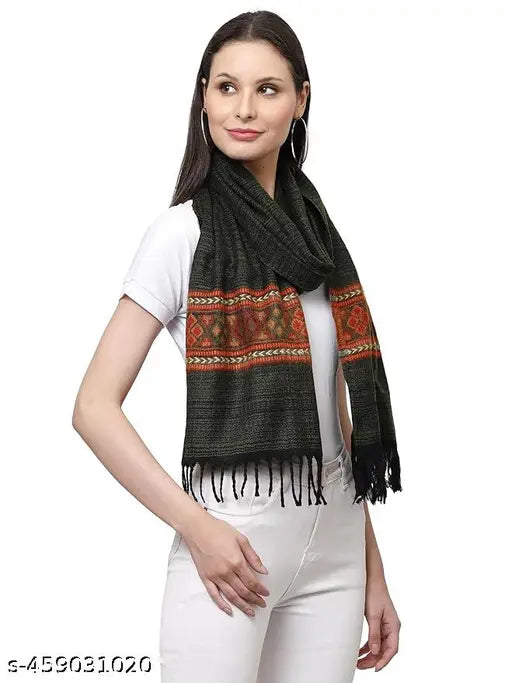 Modern acrylic solid muffler, tassels & latkans, India-origin accessory for men