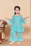 Indian chiffon anarkali palazzo set for 1-2 years, self-designed long sleeve top without dupatta
