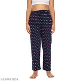 Women's printed cotton lounge pants, pack of 2, with visible pockets and motif pattern