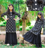 Stylish rayon kurta set with rayon bottomwear and art silk dupatta, printed design for kids aged 3-16 years, Indian origin