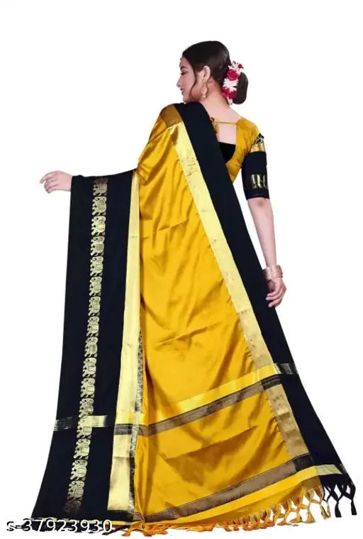 Olive Banarasi silk saree with blouse - traditional Paithini tessels and latkans design on soft silk fabric