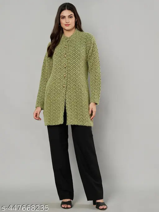 Trendy modern, embroidered net wool sweater for women. 100% Acro Wool, Indian winter wear