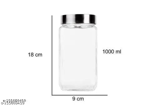 1000ml Transparent Glass Jar with Stainless Steel Lid for Food Storage
