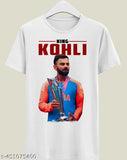 Virat Kohli T-shirt set, polyester blend, printed designs for men on display