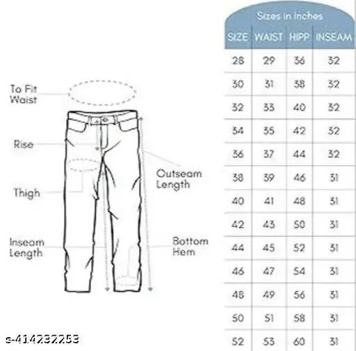 Men's white stretchable cotton denim jeans, waist 34, length 32, size 56