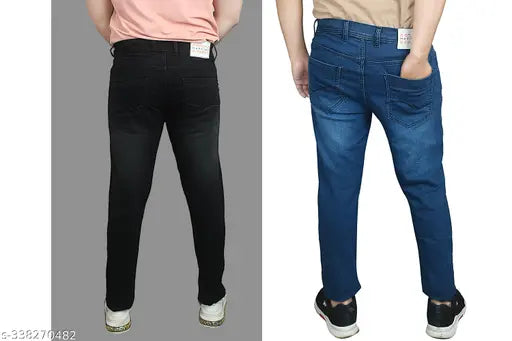 black pearls men's denim jeans (pack of 2), dyed/washed denim jeans for men, India-made jeans for two in sizes 28, 30, 32, 34, 36