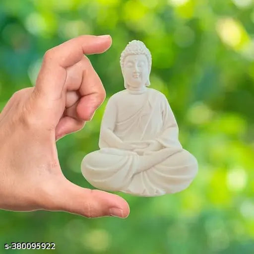 White polyresin Buddha statues for home/garden/office (55 inches) - intricately hand-crafted Indian figurine