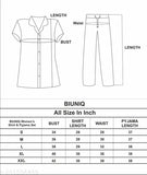 Satin printed nightdress & nightsuit for women, available in S-XXL sizes with elastic waist & side pockets, made in India