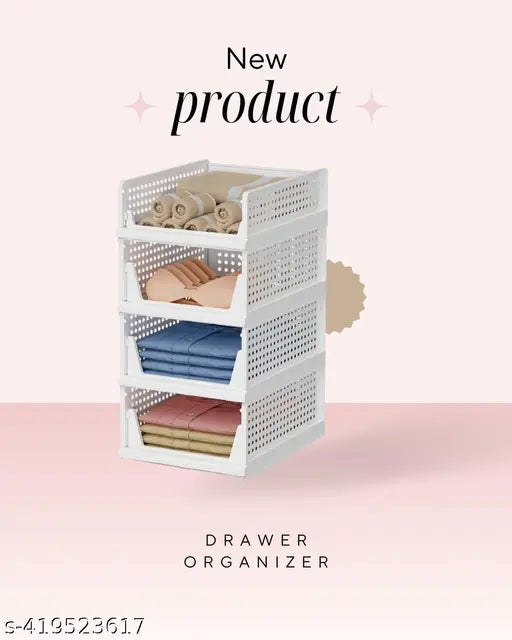 White storage organizer with compartments and clear plastic dividers