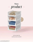 White storage organizer with compartments and clear plastic dividers