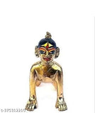 Pure brass Ashtadhatu Laddu Radha Idol, Krishna figurine from India. Size 3 number
