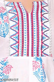 White rayon A-line palazzo top with printed three-quarter sleeves for kids, sizes 3-4 years to 15-16 years. Indian traditional clothing without dupatta