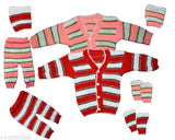 Multicolor striped wool sweater pyjama set (3 pack) for baby boys & girls, featuring long sleeves and diverse hues on display