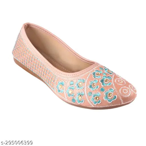 Synthetic printed belly embroidery featuring ballerina design, suitable for sizes IND-5 to IND-9. Made in India