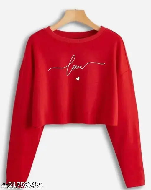 Stylish cotton blend full sleeve crop top, printed net design, urban fashion for women and girls - India