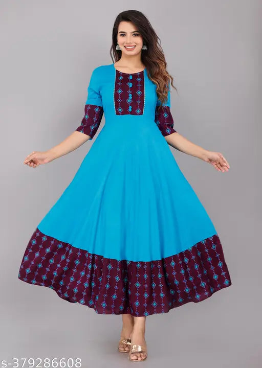 Sky Blue Rayon Myra Superior Kurti/Sharara Set - Stylish Women's Ethnic Wear, Indian Anarkali Suit