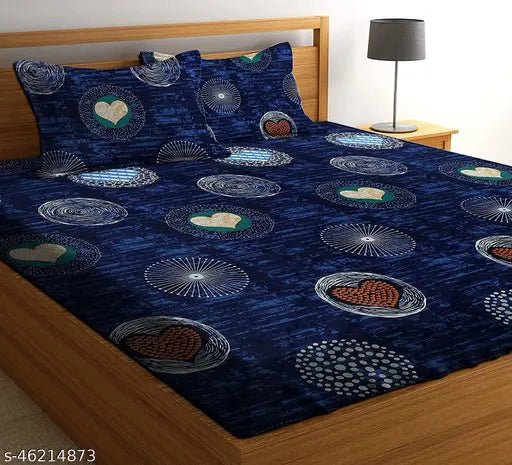 Multicolor 3D printed premium microfiber double bed sheet set with 2 pillow covers (90x90 inches), ideal for summer use on a double queen-sized bed. High-quality flat sheets from LEZANA