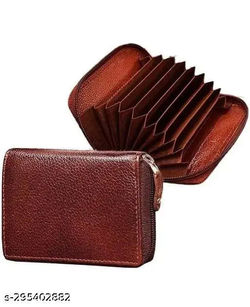 Brown leather multi-slot wallet with around zip, perfect for storing cards and money securely, made in India