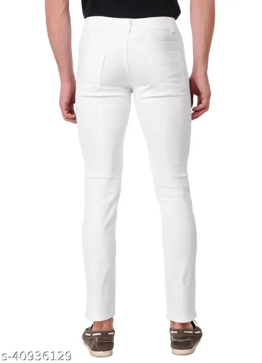 White denim Jac Fashion men's jeans, pack of 1 - Solid fit, mid-rise design, ideal for larger size