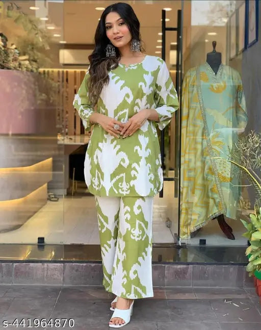 Trendy attractive cotton Kurta and plazo Co-ord set, rayon fabric, three-quarter sleeves, women's fashion, Indian ethnic wear