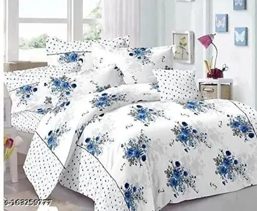 Yogini 240 TC Microfiber Double Printed Flat Bedsheet (Pack of 1, Multi)
