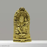 Gold antique finish poly resin statue of Lakshmi Narasimha Saraswathi (95 x 55 x 18 cm), ideal for home decor and spiritual gifting, originating from India