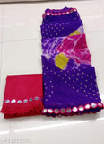 Purple and pink printed soft georgette saree