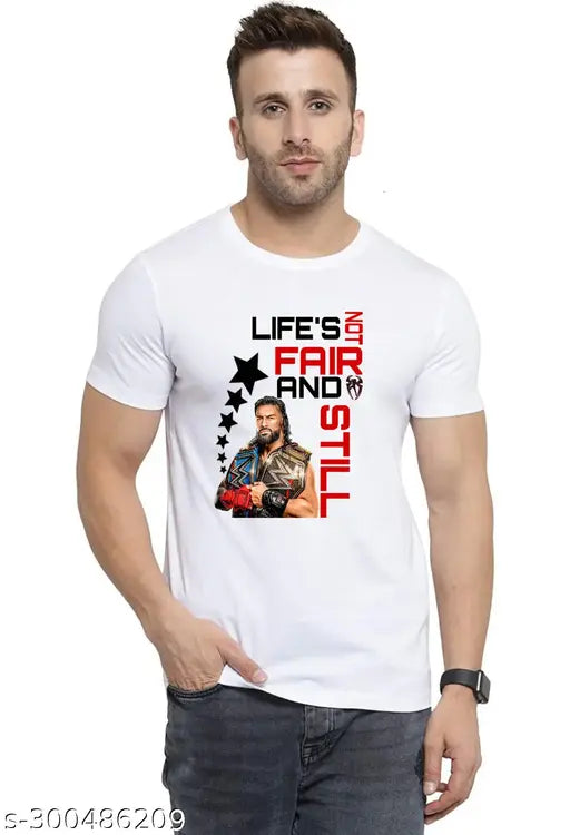 Roman Reigns polycotton short sleeved T-shirt, printed wrestling design, men's fashion apparel