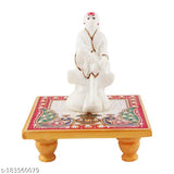 Marble & Polyresin Sai Baba Idol with Marble Chowki - Elegant spiritual addition for car dashboards or thoughtful gifting, embodying faith, devotion, and harmony (India)