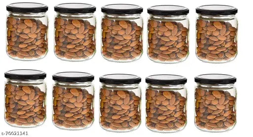 Clear glass jars, pack of 12, airtight lids, kitchen container storage set, 500ml
