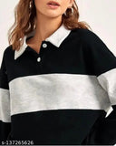 Fancy cotton colorblocked long sleeve crop tops for women and girls, chic and versatile wardrobe essentials