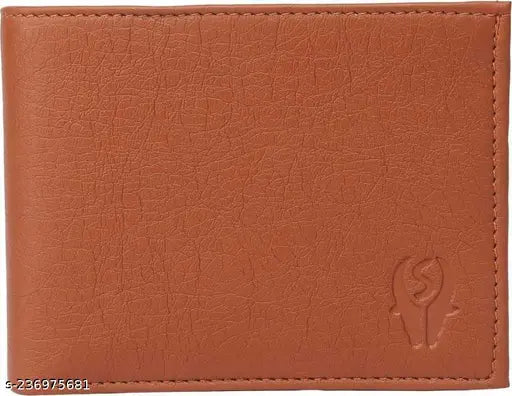 Brown faux leather wallet for men, 3 card slots, 1 coin pocket, 2 hidden compartments, 2 currency slots - handcrafted in India