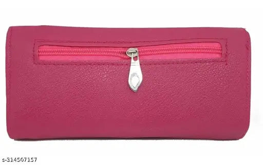 Pink fabric clutch wallet with zip closure