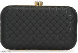 Black quilted clutch purse with gold hardware