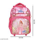 Pink polyester Indian Riders Wonder girl Barbee school trolley bag with adjustable straps, spacious storage, and 1000 Denier outer shell