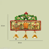 Tirupati Balaji Shankh Chakra tilak with Hanuman ji symbol, golden metal Ganesh idol wall hanging decorative showpiece (0.5x0.5x0.5 inches, made in India)