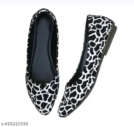 Black and white cheetah print flat shoes