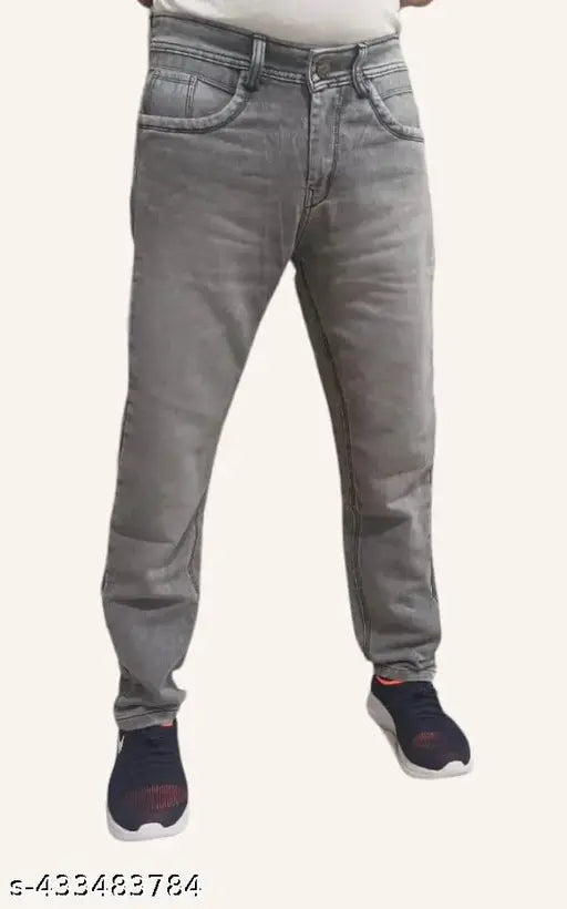 Solid denim men's jeans, Indian-made fashion essential for sizes 28, 30, 32, 34, 36, 38 (waist 28-38in, length & hip size 42in)