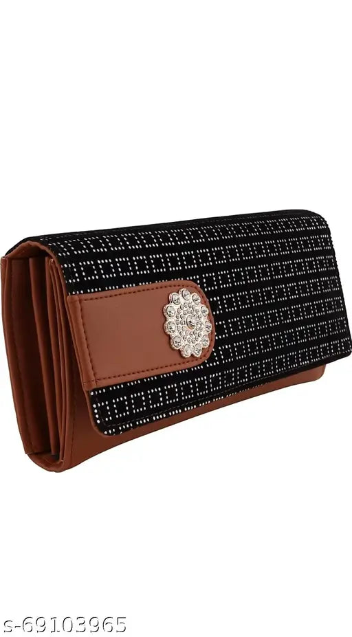 Peacock tan faux leather clutch wallet with 4 card pockets