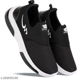 Black high vision running shoe with white laces and soles