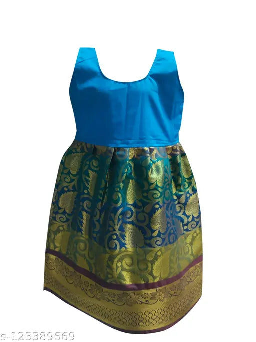 Girls traditional cotton silk lehenga choli set, sleeveless and solid pattern for festivals and gatherings, ready-to-wear Indian clothing for kids aged 6 months to 8 years